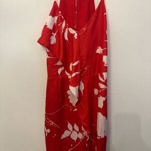 Chelsea28 Red and White Floral Midi Dress